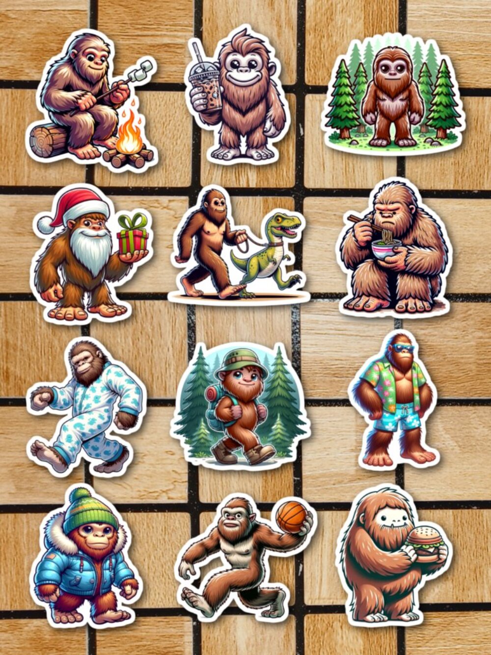 Sasquatch Bigfoot Sticker Pack of 12 Vinyl Stickers Waterproof Sticker Set